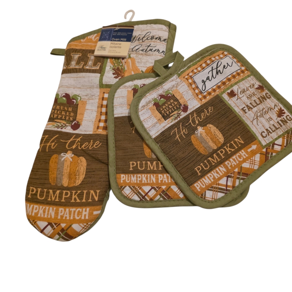 Home Collection Pumpkin Patch Kitchen Set 3 - Leaves Autumn